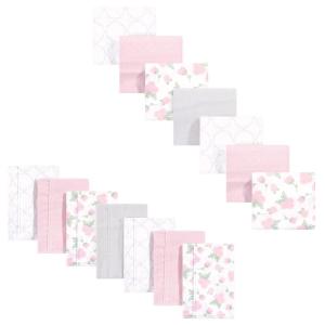 image:imageHudson Baby Unisex Baby Cotton Flannel Burp Cloths and Receiving Blankets 14Piece Duck One SizePink Rose