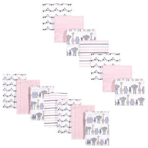 image:imageHudson Baby Unisex Baby Cotton Flannel Burp Cloths and Receiving Blankets 14Piece Duck One SizePink Safari