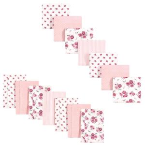 image:imageHudson Baby Unisex Baby Cotton Flannel Burp Cloths and Receiving Blankets 14Piece Duck One SizeRose