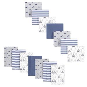 image:imageHudson Baby Unisex Baby Cotton Flannel Burp Cloths and Receiving Blankets 14Piece Duck One SizeSailboat