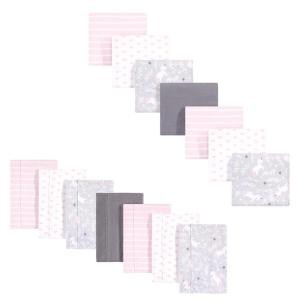 image:imageHudson Baby Unisex Baby Cotton Flannel Burp Cloths and Receiving Blankets 14Piece Duck One SizeWhimsical Unicorn
