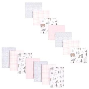 image:imageHudson Baby Unisex Baby Cotton Flannel Burp Cloths and Receiving Blankets 14Piece Duck One SizeWinter Forest