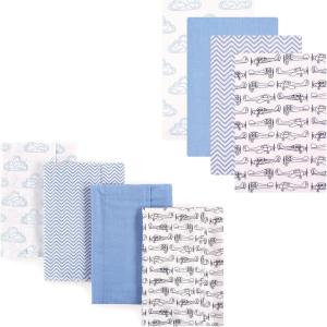 image:imageHudson Baby Unisex Baby Cotton Flannel Burp Cloths and Receiving Blankets 8Piece Gray Elephant One SizeAirplane