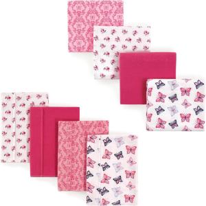 image:imageHudson Baby Unisex Baby Cotton Flannel Burp Cloths and Receiving Blankets 8Piece Gray Elephant One SizeButterflies