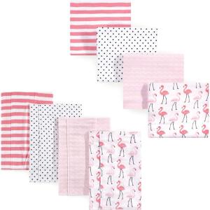 image:imageHudson Baby Unisex Baby Cotton Flannel Burp Cloths and Receiving Blankets 8Piece Gray Elephant One SizeFlamingos