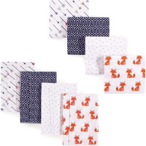 image:imageHudson Baby Unisex Baby Cotton Flannel Burp Cloths and Receiving Blankets 8Piece Gray Elephant One SizeFoxes