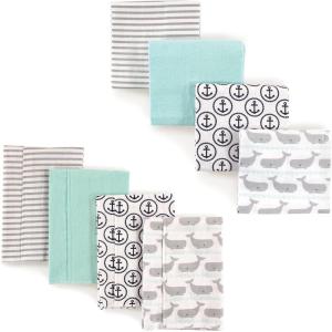 image:imageHudson Baby Unisex Baby Cotton Flannel Burp Cloths and Receiving Blankets 8Piece Gray Elephant One SizeGray Whale