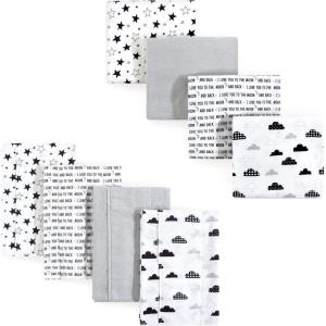 image:imageHudson Baby Unisex Baby Cotton Flannel Burp Cloths and Receiving Blankets 8Piece Gray Elephant One SizeMoon and Back