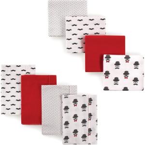 image:imageHudson Baby Unisex Baby Cotton Flannel Burp Cloths and Receiving Blankets 8Piece Gray Elephant One SizeMustache Hat