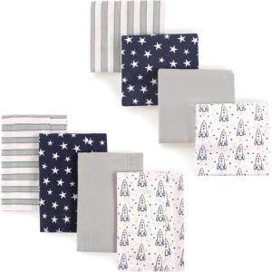 image:imageHudson Baby Unisex Baby Cotton Flannel Burp Cloths and Receiving Blankets 8Piece Gray Elephant One SizeRocket Ship