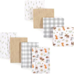 image:imageHudson Baby Unisex Baby Cotton Flannel Burp Cloths and Receiving Blankets 8Piece Gray Elephant One SizeWoodland