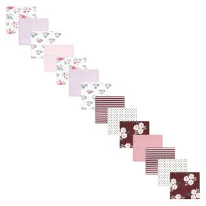 image:imageHudson Baby Unisex Baby Cotton Flannel Receiving Blankets Bundle Set Christmas Scene One SizeTea Party Burgundy Floral