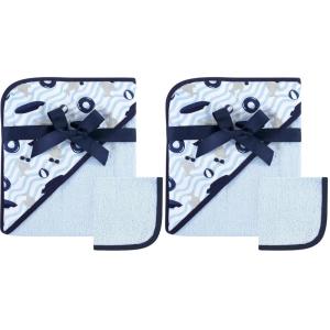 image:imageHudson Baby Unisex Baby Cotton Hooded Towel and Washcloth Shark One Size Pack of 2