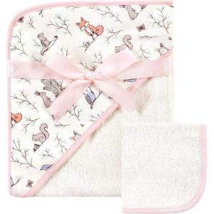 image:imageHudson Baby Unisex Baby Cotton Hooded Towel and Washcloth Woodland One SizeEnchanted Forest