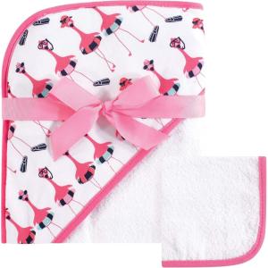 image:imageHudson Baby Unisex Baby Cotton Hooded Towel and Washcloth Woodland One SizeFancy Flamingo