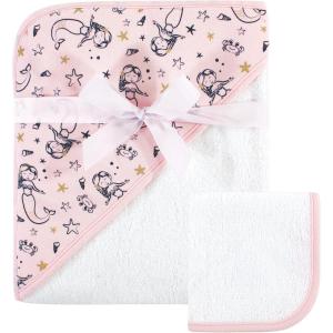 image:imageHudson Baby Unisex Baby Cotton Hooded Towel and Washcloth Woodland One SizeMermaid