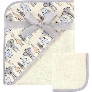 image:imageHudson Baby Unisex Baby Cotton Hooded Towel and Washcloth Woodland One SizeRoyal Safari