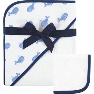 image:imageHudson Baby Unisex Baby Cotton Hooded Towel and Washcloth Woodland One SizeWhale
