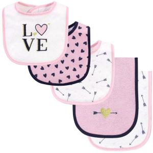 image:imageHudson Baby Unisex Baby Cotton Terry Bib and Burp Cloth Set Mom Dad Dream One SizeLove