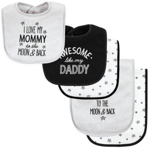 image:imageHudson Baby Unisex Baby Cotton Terry Bib and Burp Cloth Set Mom Dad Dream One SizeMom Dad Moon and Back