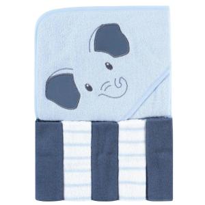 image:imageHudson Baby Unisex Baby Hooded Towel and Five Washcloths Pink Elephant One SizeBlue Elephant