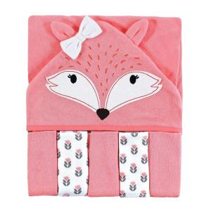 image:imageHudson Baby Unisex Baby Hooded Towel and Five Washcloths Pink Elephant One SizeGirl Fox