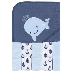 image:imageHudson Baby Unisex Baby Hooded Towel and Five Washcloths Pink Elephant One SizeSailor Whale