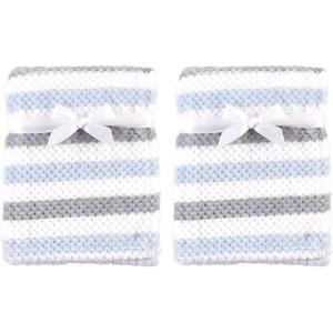 image:imageHudson Baby Unisex Baby Plush Waffle Blanket Hedgehog One SizeBlue Gray Stripe