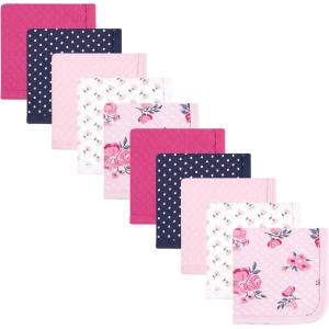 image:imageHudson Baby Unisex Baby Quilted Cotton Washcloths Forest Animals One SizePink Navy Floral