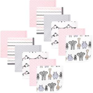 image:imageHudson Baby Unisex Baby Quilted Cotton Washcloths Forest Animals One SizePink Safari