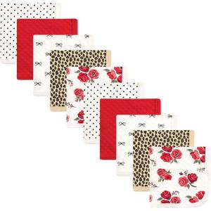 image:imageHudson Baby Unisex Baby Quilted Cotton Washcloths Forest Animals One SizeRose Leopard