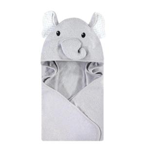 image:imageHudson Baby Unisex Baby Rayon from Bamboo Animal Face Hooded Towel Blue Elephant One SizeGray Elephant