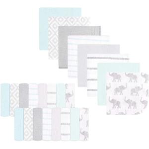 image:imageHudson Baby Unisex Baby Rayon from Bamboo Washcloth Bundle Sharks One SizeGray Mint Elephant