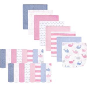 image:imageHudson Baby Unisex Baby Rayon from Bamboo Washcloth Bundle Sharks One SizePink Whale