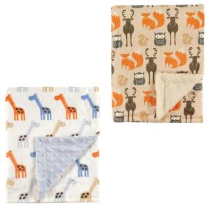 image:imagePlush Blanket 2PkBlue GiraffeForest
