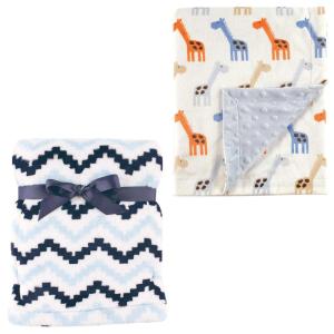 image:imagePlush Blanket 2PkChevronBlue Giraffe