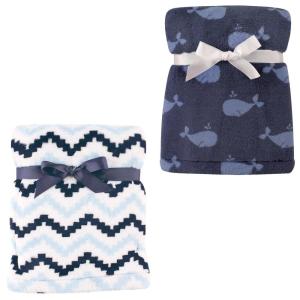 image:imagePlush Blanket 2PkChevronWhale
