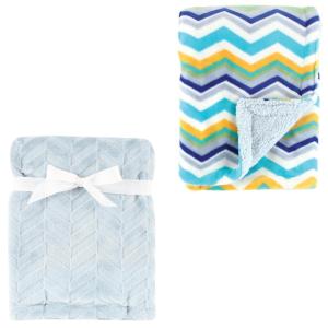 image:imagePlush Blanket 2PkHerringboneBlue Chevron