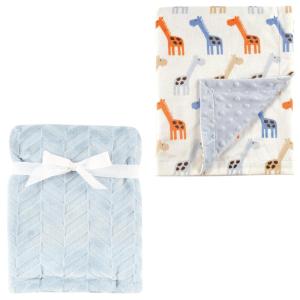 image:imagePlush Blanket 2PkHerringboneBlue Giraffe