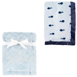 image:imagePlush Blanket 2PkHerringboneNavy Whale