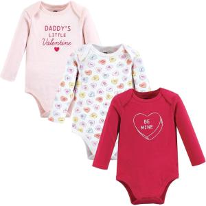 image:imageHudson Baby Baby Girls Cotton Longsleeve Bodysuits 3packBe Mine Valentine