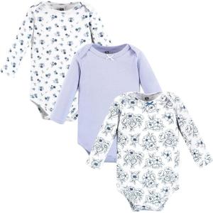 image:imageHudson Baby Baby Girls Cotton Longsleeve Bodysuits 3packBlue Toile