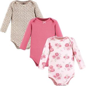 image:imageHudson Baby Baby Girls Cotton Longsleeve Bodysuits 3packBlush Rose Leopard