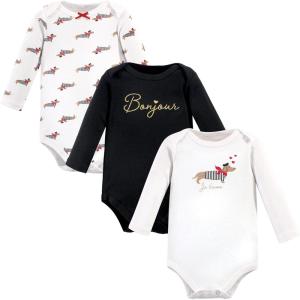 image:imageHudson Baby Baby Girls Cotton Longsleeve Bodysuits 3packBonjour Dachshund