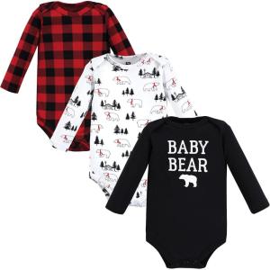 image:imageHudson Baby Baby Girls Cotton Longsleeve Bodysuits 3packBuffalo Plaid Bear