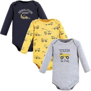 image:imageHudson Baby Baby Girls Cotton Longsleeve Bodysuits 3packConstruction