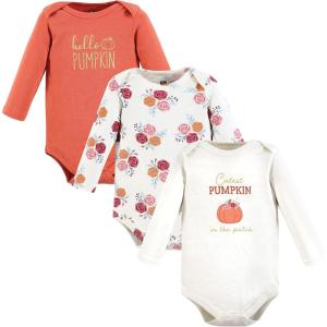 image:imageHudson Baby Baby Girls Cotton Longsleeve Bodysuits 3packCutest Pumpkin