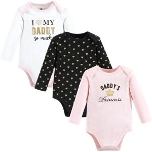 image:imageHudson Baby Baby Girls Cotton Longsleeve Bodysuits 3packDaddys Princess