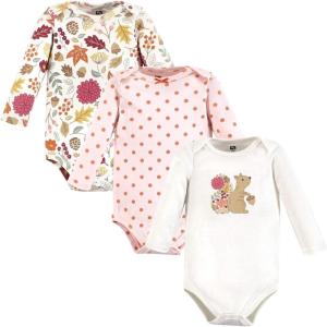 image:imageHudson Baby Baby Girls Cotton Longsleeve Bodysuits 3packFall Squirrel
