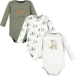 image:imageHudson Baby Baby Girls Cotton Longsleeve Bodysuits 3packForest Deer